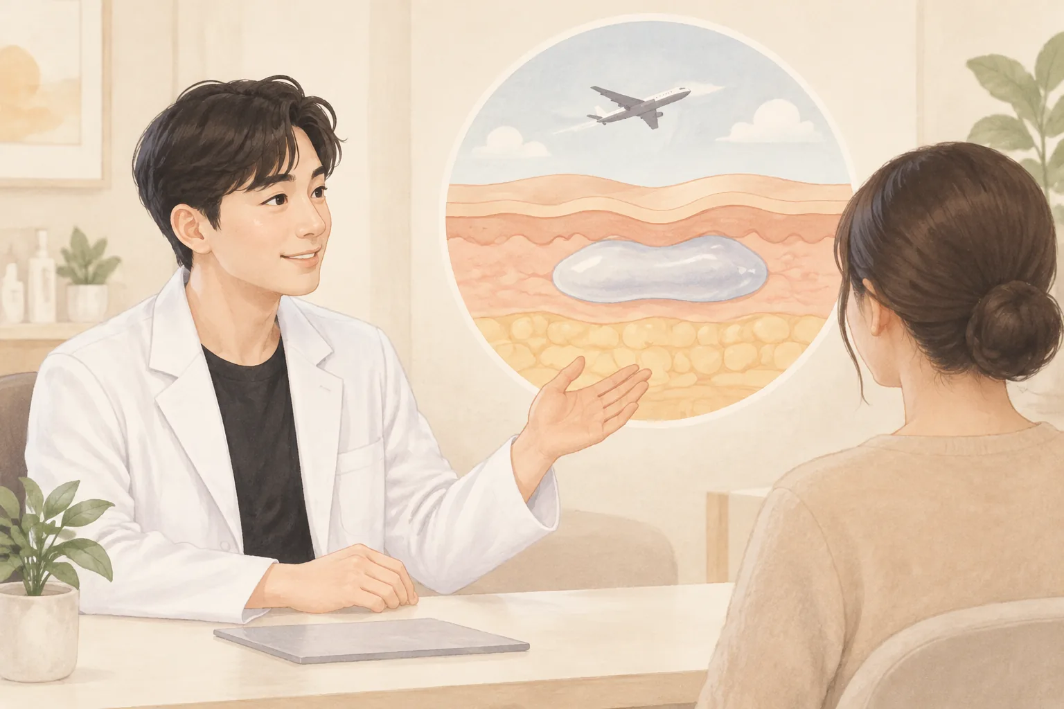 A male doctor explaining to a female patient across a desk