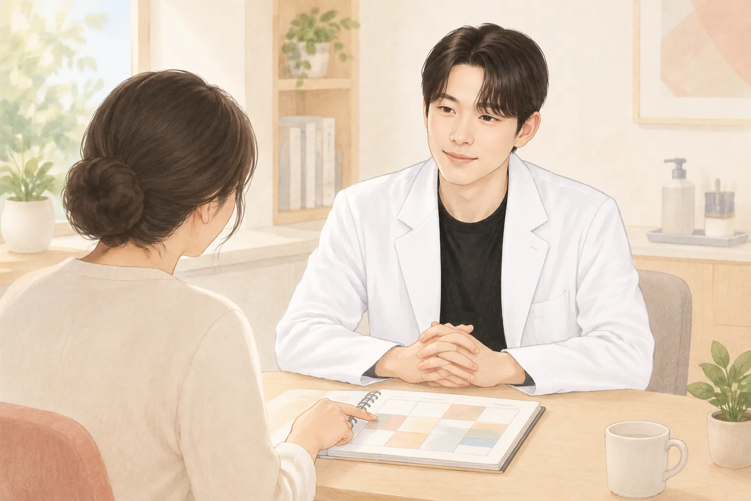 Pasien menunjuk jadwal sementara dokter berkonsultasi
