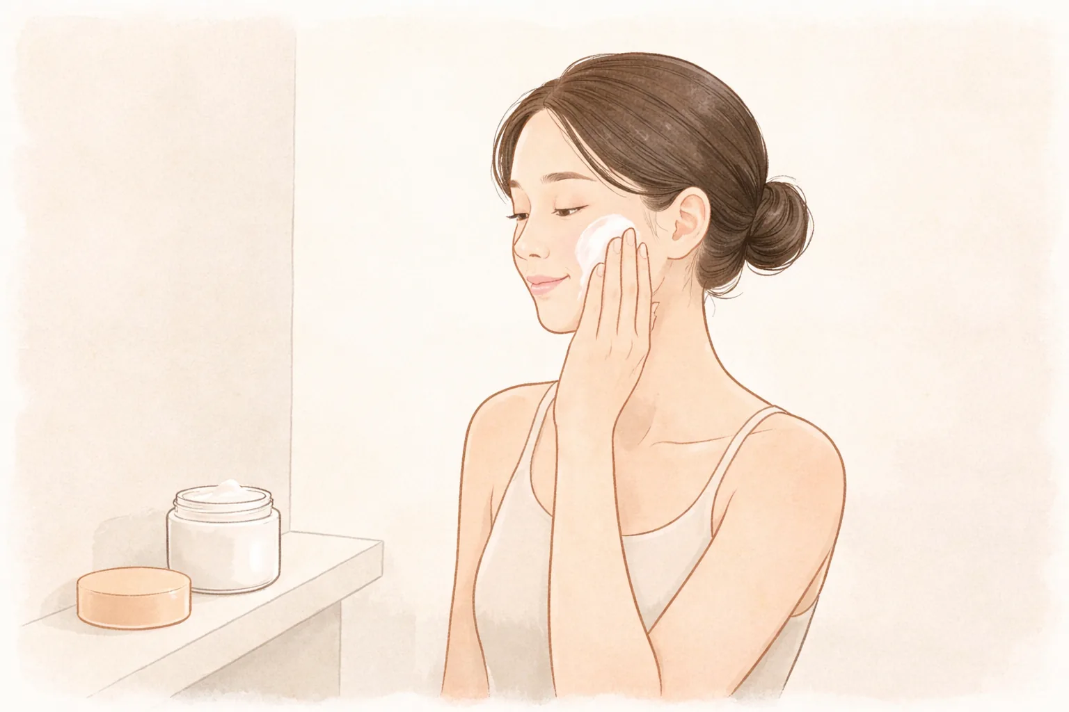 손에 보습제를 바르고 있는 여성