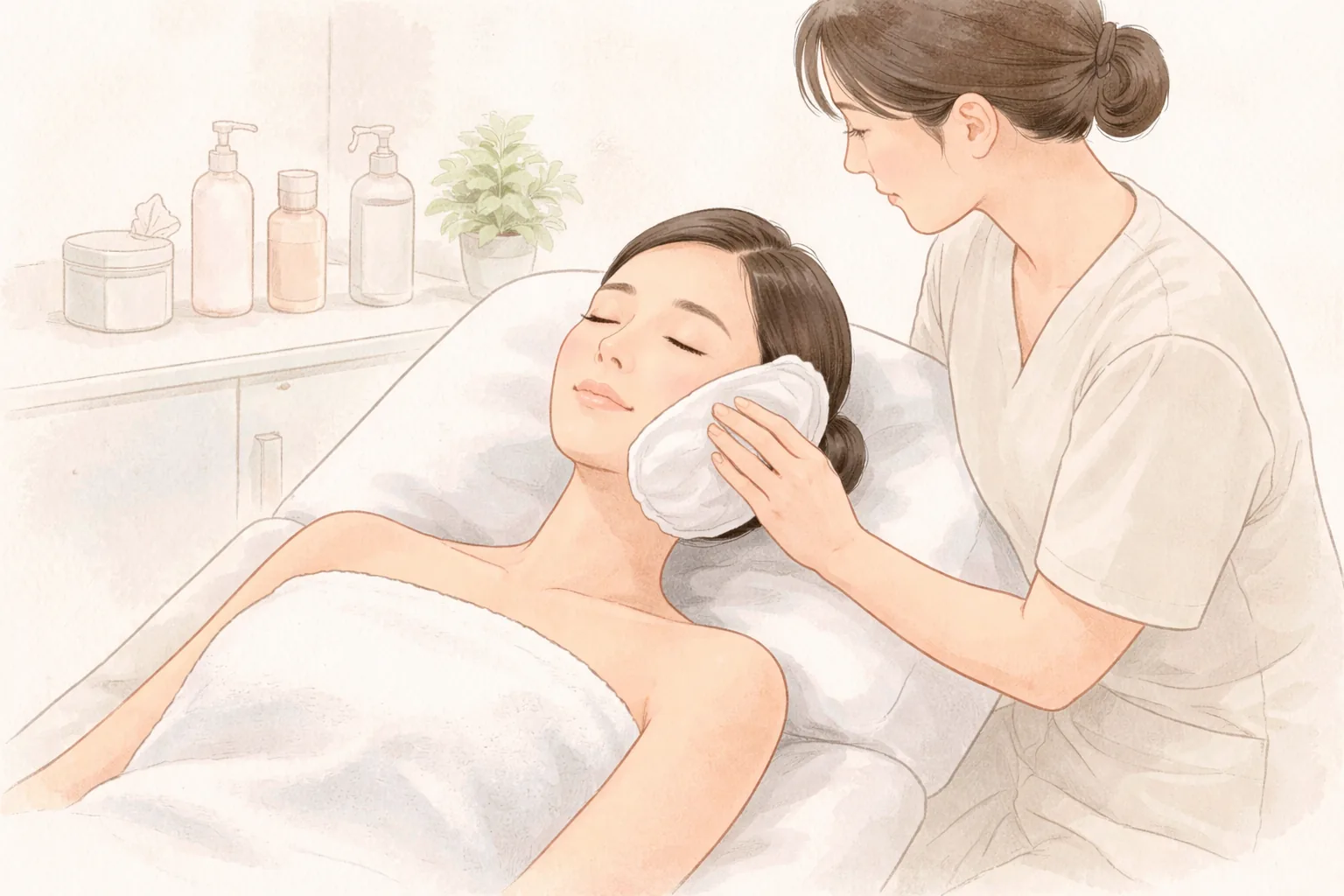 醫療人員將以布包裹的冰敷袋放在患者臉頰上